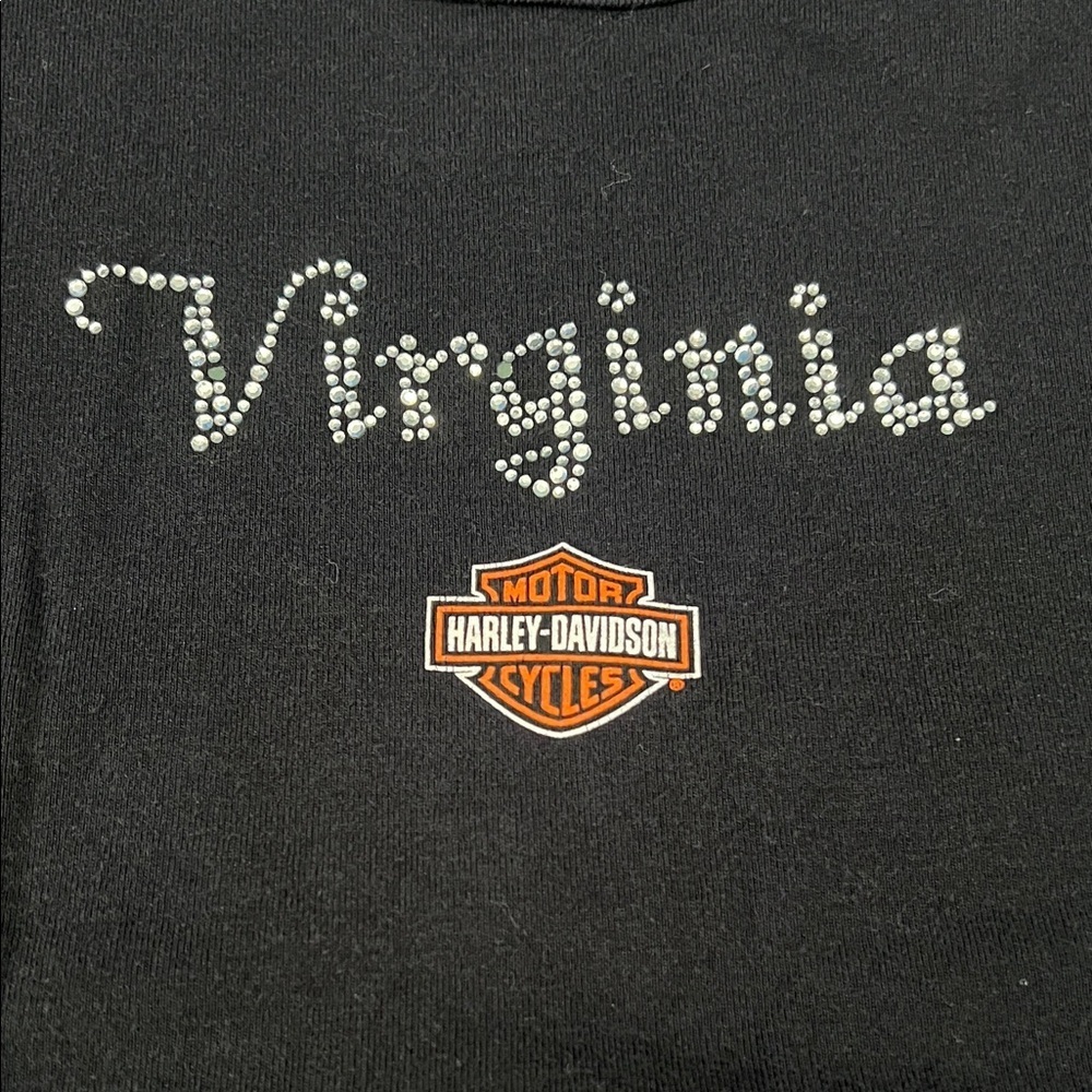 Harley Davidson Rhinestone Long Sleeve TShirt Black Size Large